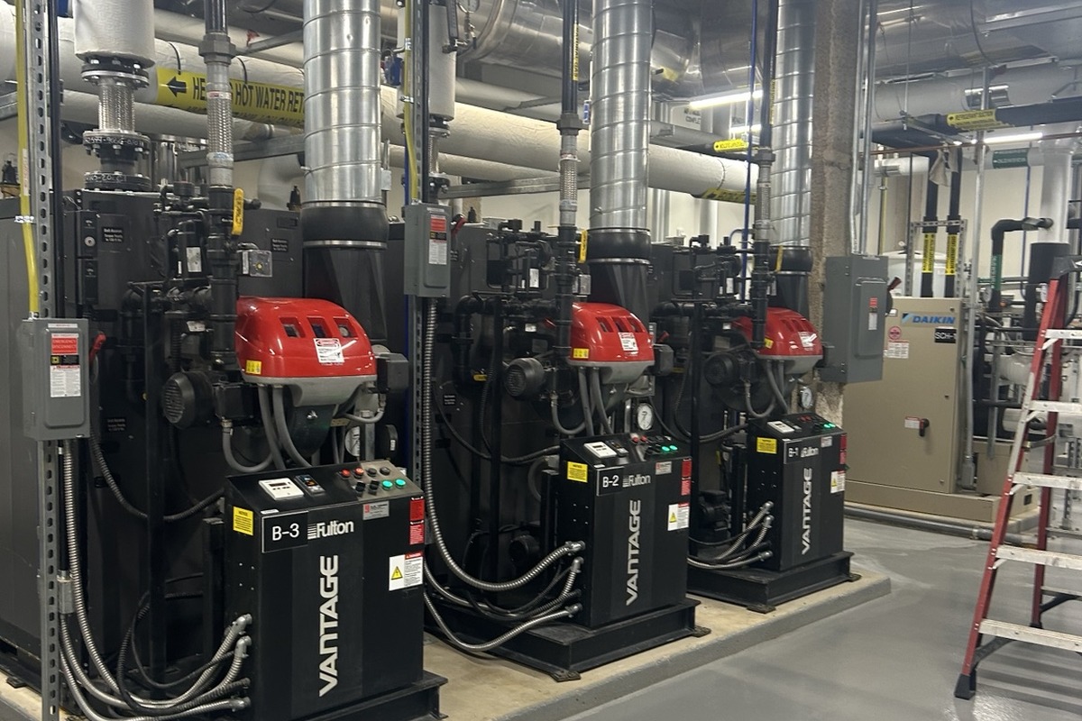 Multiple Fulton Vantage boiler units in a commercial boiler room